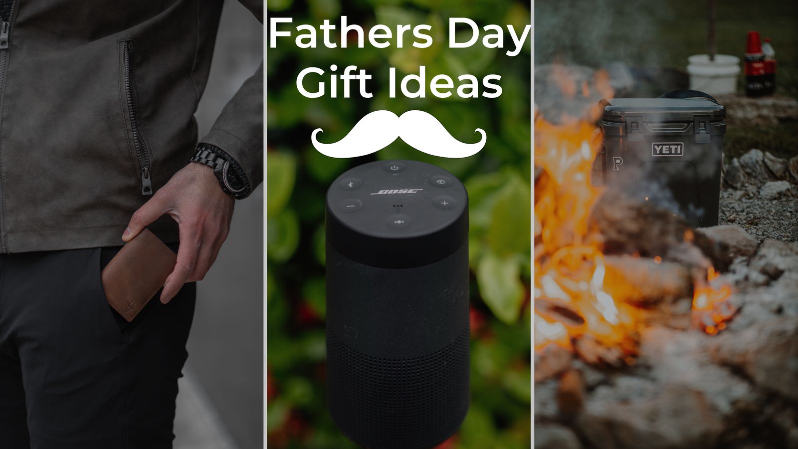 fathers day gift ideas with leather wallet bose speaker & yeti cooler